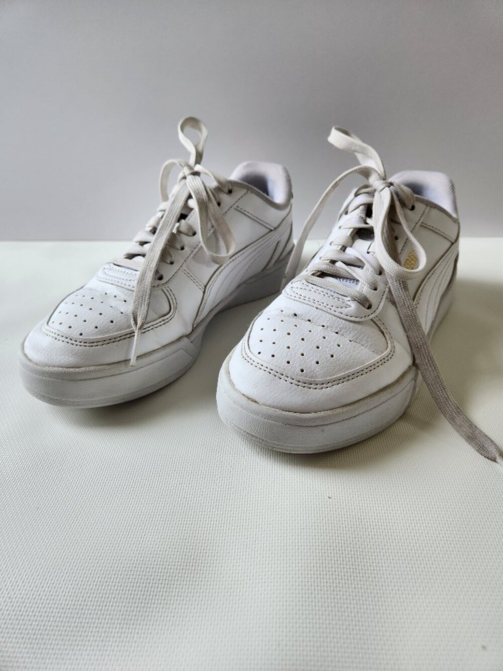 PUMA Caven Jr Youth 4C White Green Gold Sneakers Unisex Kids Basketball Style